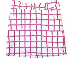 Jofit Women’s Golf Skort Skirt Size 10 Pink & White Windowpane Grid